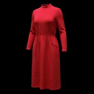 Vintage St. John Saks Fifth Ave 1980s Santana Knit Red Dress Pockets USA Size 12